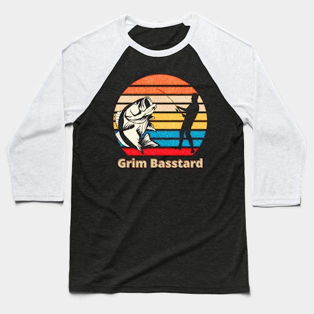 Grim BASStard (bass fishing) Baseball T-Shirt by PersianFMts